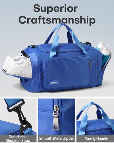 HOTOR Gym Bag, Duffle Bag with Shoe Compartment, Blue 20.5x11x10.6 Inch - color: Blue, size: 20.5" x 11.0" x 10.6"