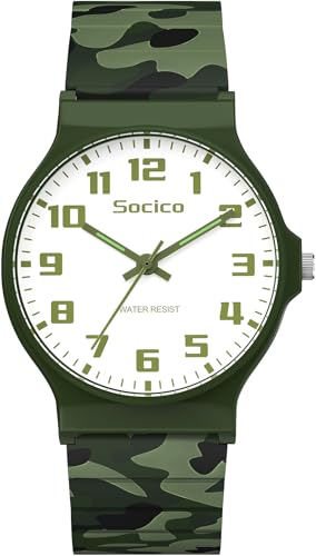 SOCICO Kids Analog Watch 30M Waterproof & Learning Time for Girls Boys - color: Camo-Green