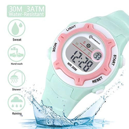 DTKID Digital Kids Watch 30 M Waterproof for Girls Boys 5-16 - color: Green-8203b
