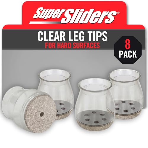 Super Sliders 1 Inch Round Chair Leg Tips with Beige Felt Bottom – Heavy Duty Silicone Furniture Leg Caps, Steel Reinforced Floor Protectors for Chairs & Tables, 8 Count - color: Beige