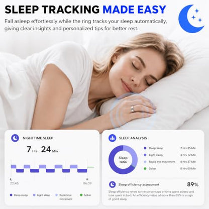 Smart Ring for Women & Men, Fitness and Health Tracker Ring(Silver 14) - color: Silver, size: 14