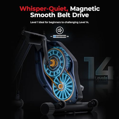Sunny Health & Fitness Smart Foldable Magnetic X-Bike, Low-Impact Workouts - color: Grey