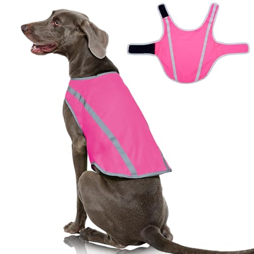 FUAMEY Dog Safety Vest High Vis Hunting Dog Vests for Large Dogs Reflective - color: Pink, size: XX-Large