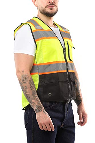Kolossus High Visibility Safety Vest Front Pockets Silver Orange Reflective Tape for Men and Women Class 2 - size: X-Large
