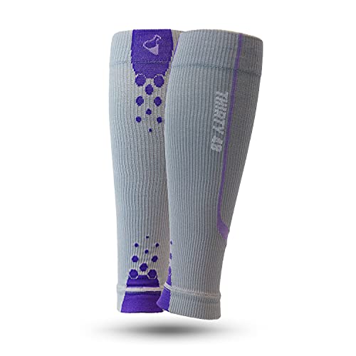 Thirty48 Graduated Calf Compression Sleeves 15-20 OR 20-30 mmHg | Maximize Fast Recovery by Increasing Oxygen to Muscles - color: Blue, size: Large