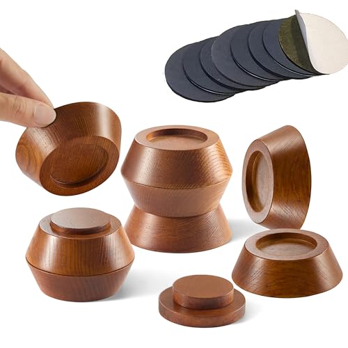 Bed Risers, Furniture Risers (Set of 8-Height 1") Can be Adjusted to 2'' 3''or 4'', Lifts Furniture Risers, Solid Natural Wood Risers, Non-Slip Recessed Hole (Light Brown Color) - color: Light Brown Color