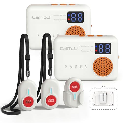 CallToU Caregiver Pager, 3 Call Buttons for Elderly at Home, 2 Receivers - size: 3 call buttons + 2 receivers