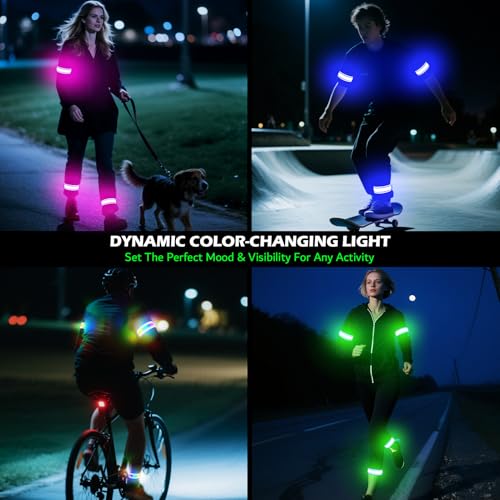 LED Armband Rechargeable for Running(2 Pack),Light Up Arm Bands for Night Walking,Running Lights for Runners,High Visibility Reflective Running Gearr for Night Safety Light Up Wristbands - size: Blue