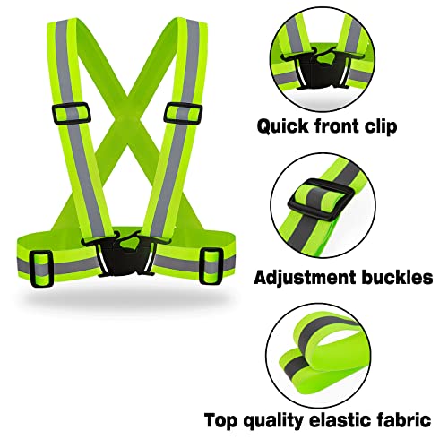 DUSKCOVE 2 Pack Hi Vis Safety Vests - Adjustable Bright Neon Color High Visibility Reflective Safety Straps Gear for Traffic Control, Running, Cycling - color: Yellow