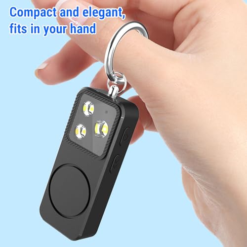 Safety Alarm Light for Women, USB Rechargeable Keychain Siren 150dB 4 Lighting Modes 500mAh for Night Walking Running Travel Camping Emergency (Black) - color: Black