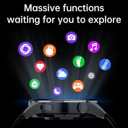 LAKEYLOYI Smart Watches Men Women, Bluetooth Calls, Heart Rate Sleep Monitor,IP67 Waterproof Fitness Tracker, Black Stainless Steel Watches for Android & iOS - color: A-Black