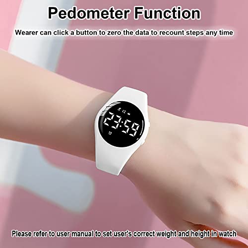 Kids Pedometer Fitness Watch Without App/Bluetooth, Rechargeable Sports Watch with 21-Day Battery Life, IP68 Waterproof Watch with Alarm Clock Timer Step/Distance/Calorie Counter for Kid Boys Girls - color: White