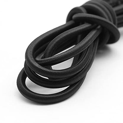 Baiann 1/8 Inch Elastic Bungee Cord Shock Marine Grade Black 30FT Bungee Kayak Stretch String Rope for DIY Projects- UV and Weather Resistant Elastic Cord, Long-Lasting Stretch Round Elastic String - size: 1/8" x 30'
