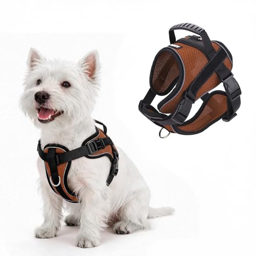 AIITLE No-Pull Dog Harness Reflective Mesh Vest Adjustable, Brown S - color: Brown, size: S