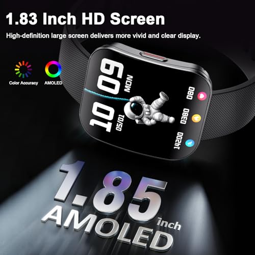 MFVLP Smart Watch for Women, 1.85" HD Fitness Tracker Black - color: Black