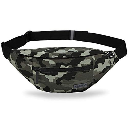 Large Camo Green Fanny Pack Hands-Free Belt Bag Carrying All Size of Phones - color: Camo Green