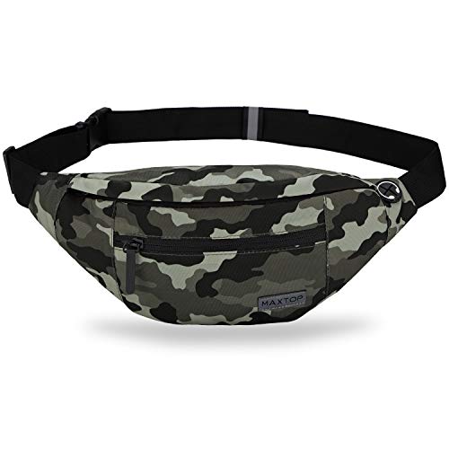 Large Camo Green Fanny Pack Hands-Free Belt Bag Carrying All Size of Phones - color: Camo Green