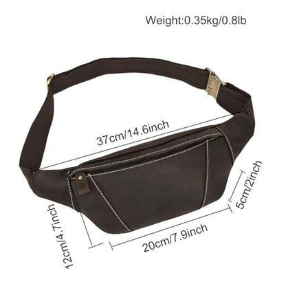 LUUFAN Men's Leather Fanny Pack Adjustable Waist Bag Hip Bum Belt Slim Purse Bag Cell Phone Pouch for Sport Travel Hiking, Dark Brown - color: 1034-Dark Brown