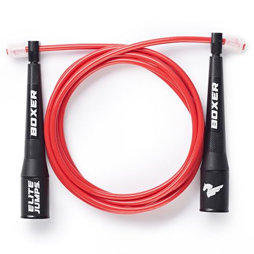 EliteSRS 10 Foot Outdoor Rated 5Mm Pvc, Boxer Jump Rope 3.0 with Smooth Action Polymer Handles and Ergonomic Slip-Resistant Dimpled Grips - color: Red
