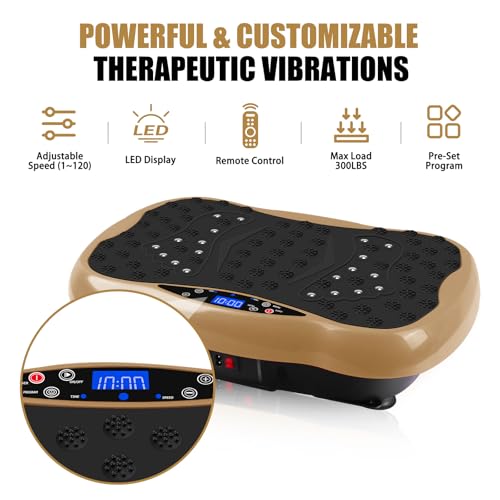 Vibration Plate Exercise Machine / Full Body / Portable / Weight Loss - color: Gold