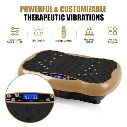 Vibration Plate Exercise Machine / Full Body / Portable / Weight Loss - color: Gold