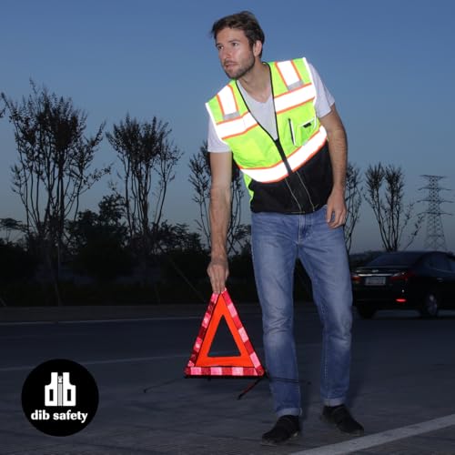 Dib Safety Reflective Safety Vest Made with 3M Tape, Yellow and Black L - color: Yellow & Black, size: Large