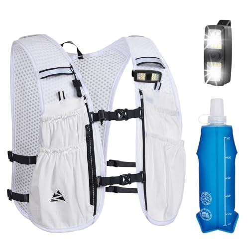 Running Hydration Vest Backpack, Lightweight Hydration Backpack with 500ML Water Bladder and Night Running Light