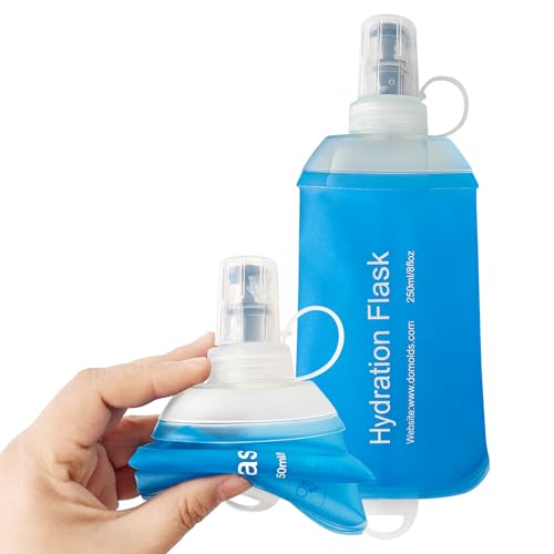 250ml Soft Flask, Soft Water Bottle for Hydration Packs, Running, Hiking, Cycling and Climbing - Blue - color: 250ml, blue