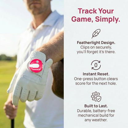 Golf Stroke Counter 1.2 Inch with Touch Reset - color: pink-black