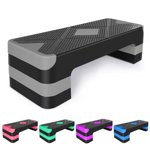 27" Aerobic Exercise Step Platform Adjustable Stepper - color: Grey