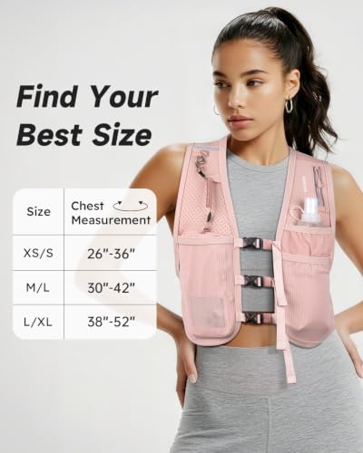 MOKURA Running Vest for Women Men with 500ML Soft Flask & Phone Holder - color: Pink, size: Large