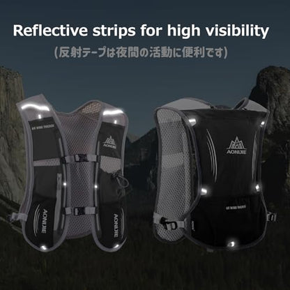 Azarxis Hydration Running Vest Backpack Pack 5L 5.5L for Women and Men Jogging Trail Race Marathon Cycling Hiking - color: Black
