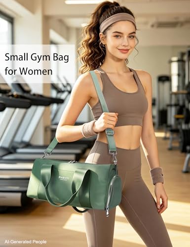 16" Gym Bag for Women,with Shoes Compartment and Waterproof Pocket(Green) - color: Green, size: 16" Small Size