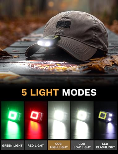 Yls Running Light for Runners Rechargeable, 5 Lighting Modes LED Clip On Flashlight, Portable Weaterproof Hat Lights, Walking Light for Night Walking, Running, Camping, Hiking, Jogging - color: Charcoal Gray