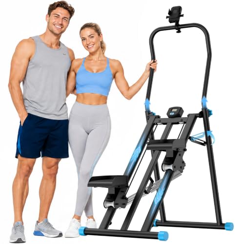 HXD-ERGO Stair Stepper for Home with 3-Level Resistance and 2 Incline Modes - color: Black&Blue