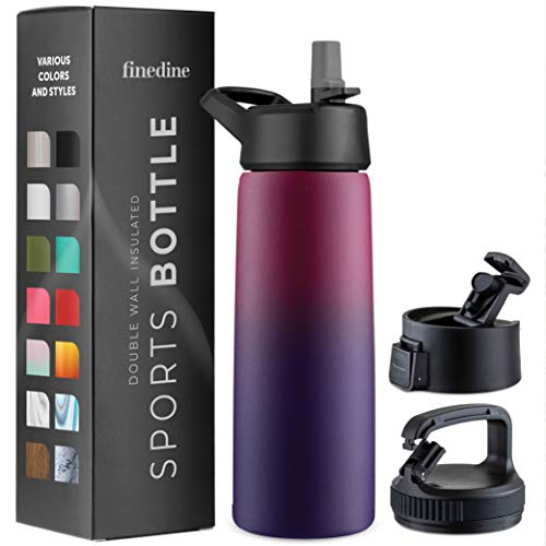 FineDine Insulated Water Bottle with Straw, 25 Oz, Dreamy Purple - color: Dreamy Purple, size: 25 Ounces