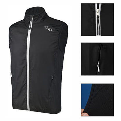 bpbtti Men's Cycling Running Vest Sleeveless Windbreakers With Two side Pockets(2.0) - Windproof, Breathable and Reflective - color: Black, size: XX-Large
