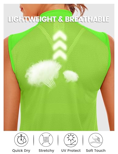 Little Donkey Andy Women's Breathable Cycling Vests full Zip Reflective Sleeveless Jerseys Running Biking Shirts 4 Pockets - color: Fluorescent Yellow, size: Small
