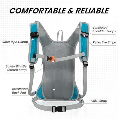 Nepest Hydration Pack Backpack with 2L Water Bladder Reflective Lightweight - color: Teal