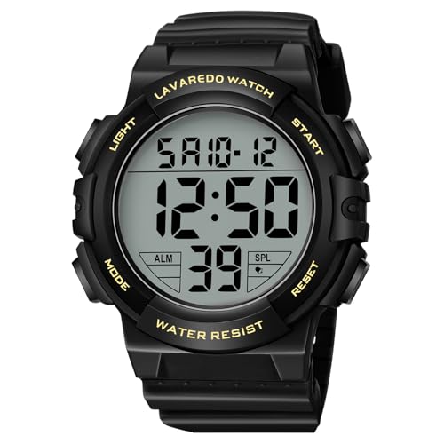 Mens Digital Watch, Sport Military Watch for Men, LED Large Face - color: 01-BlackGold