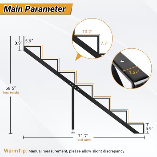 7-Step Stair Step Riser with Reinforcing Support Legs, 3 Packs - size: 7 Step