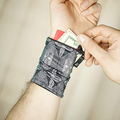 Travel Wrist Wallet Pouch With Zipper Pocket For Cash, Cards, Money. Made For Travel, Running, Walking & Hiking - Maui Black/Black - color: Maui Black / Black