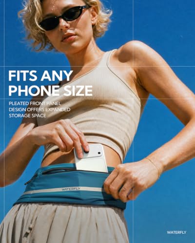 WATERFLY Running Belt Fanny Pack No-Bounce Large Phone Holder for Men Women - color: Blue, size: Large