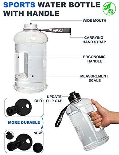 Portable Large Plastic Water Bottle - BPA-free Half Gallon Reusable 2 Liter Water Jug for Outdoor Hiking Fitness Travel Camping Cycling - color: Clear