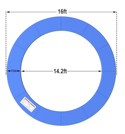 LANGXUN Universal Trampoline Repalcement Safety Pad, 8ft 10ft 12ft 14ft 15ft 16ft Waterproof Surround Spring Foam Cover for Round Frame - color: Blue, size: 16ft