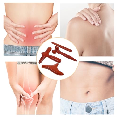 Massage Tool Set 4-piece Self Massage Stick and Gua Sha Scraping Tool for Easy Grip Portable Therapy 5.31 X 5.03 X 0.55 in
