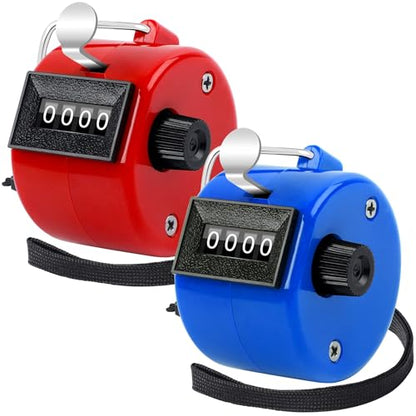 FEBSNOW 2 Pack Tally Counter Clicker 4 Digit Number for School Event - color: Red Blue