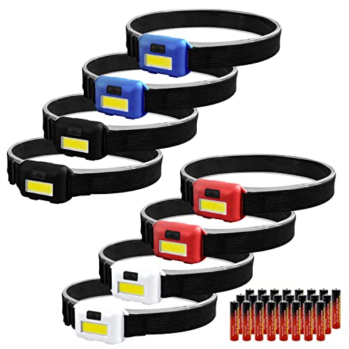 8 Pack Led Headlamp for Adults and Kids - color: 2 blue & 2 black & 2 white & 2 red