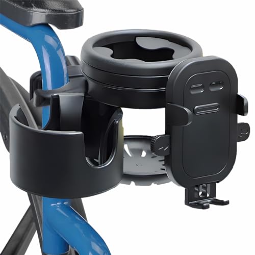 Mobility Combo Pack 3 in 1, Hook, Phone and Cup Holder for Walker, Portable Beverage Holder for Wheelchair and Strollers