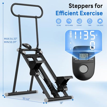 ERGOLIFE Stair Stepper for Home Gym, Stair Climber Workout Machine with Upgraded 6-Level Adjustable Resistance, Foldable Vertical Full Body Cardio Equipment, Non-Slip Pedals, Quiet 350 LBS Capacity - color: Black